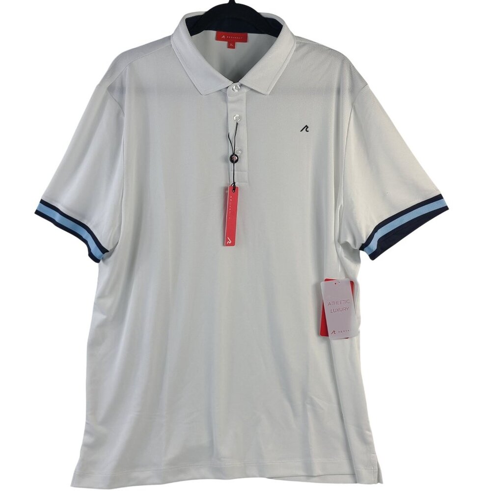 NWT Redvanly Men's White Cromac Pique Polo Shirt Sz XL Moisture-Wicking Stretch